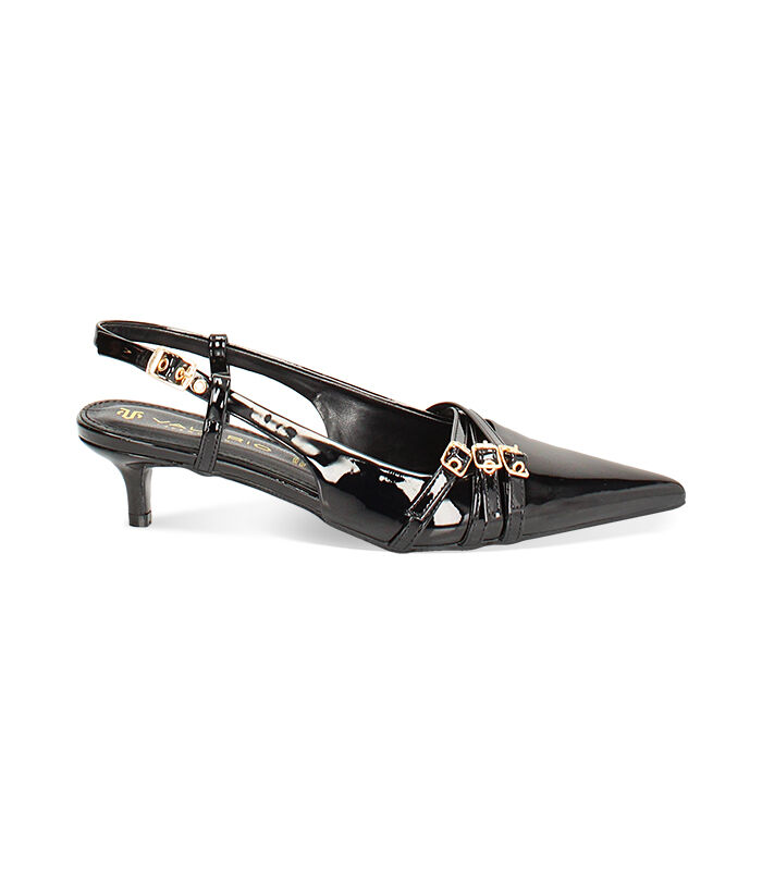 Décolleté slingback in vernice nero, tacco 4,5 cm, Valerio 1966, 2449T4582VENERO035