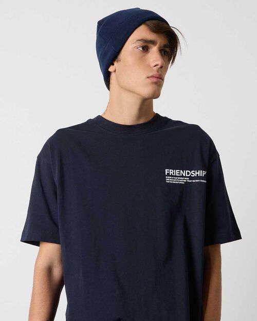 T-shirt da uomo in cotone blu, BLUE
