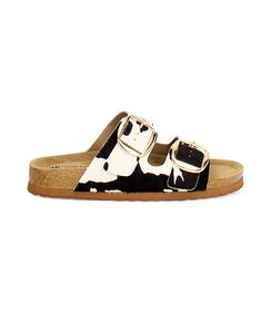 Sandali bassi da donna con stampa animalier neri, Valerio 1966, 25R3T6701CWMUNE036, 001 preview