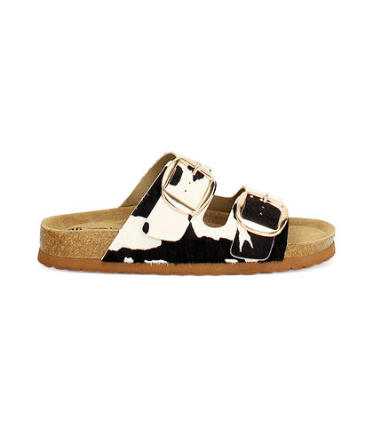 Sandali bassi da donna con stampa animalier neri, Valerio 1966, 25R3T6701CWMUNE035, 001