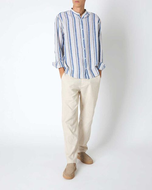 Pantalone da uomo in lino beige, BEIGE