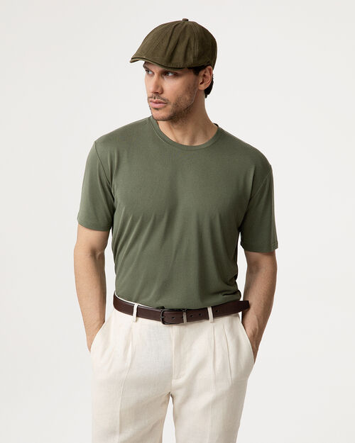 T-shirt verde oliva essenziale, GREEN