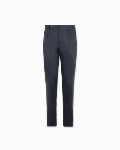 Pantaloni da uomo eleganti in lino blu, BLUE