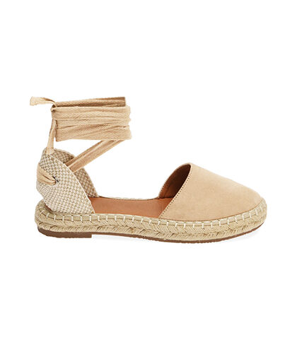 Espadrillas lace-up beige in microfibra, Valerio 1966, 1949T1133MFBEIG035, 001