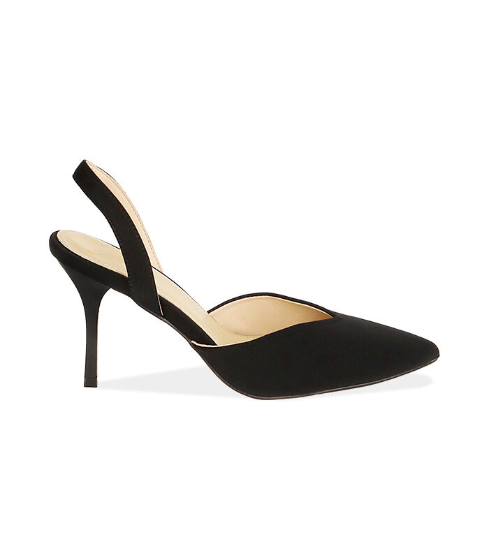 Slingback nere in lycra, tacco 8,5 cm | Valerio 1966