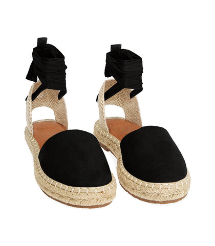 Espadrillas lace-up nere in microfibra, Valerio 1966, 1949T1133MFNERO035, 002