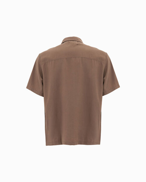 Camicia con zip marrone, BROWN
