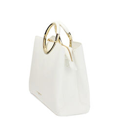 Borsa a mano donna bianca con manico circolare, Valerio 1966, 2523T3636EPBIANUNI, 003 preview