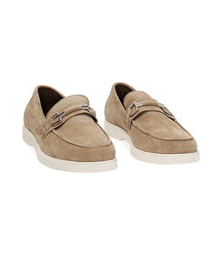 Mocassino da uomo in camoscio taupe, casual, Valerio 1966, 25U8T5406CMTAUP041, 003 preview