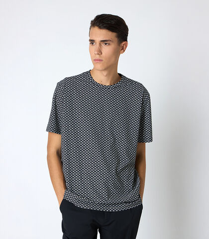 T-shirt da uomo stretch bianco-nero, Valerio 1966, 25R1T2412TSBINE42, 001