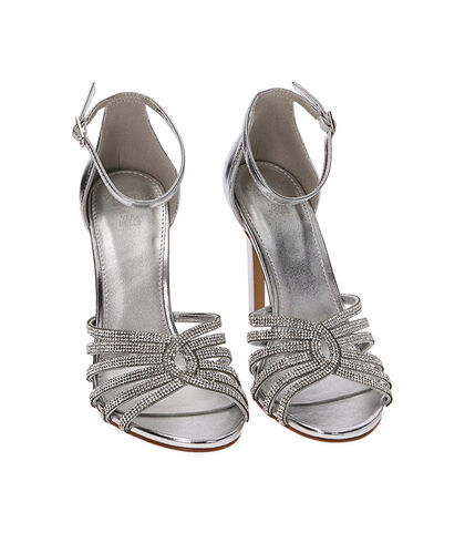 Sandali argento laminato, tacco 10,5 cm, Valerio 1966, 2121T5620LMARGE035, 002
