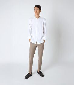 Camicia da uomo in lino con collo alla coreana bianca, Valerio 1966, 25Z3T2301LNBIAN38, 001 preview