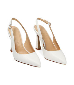 Décolleté slingback bianche, tacco 9,5 cm, Valerio 1966, 2321T9351EPBIAN041, 002 preview