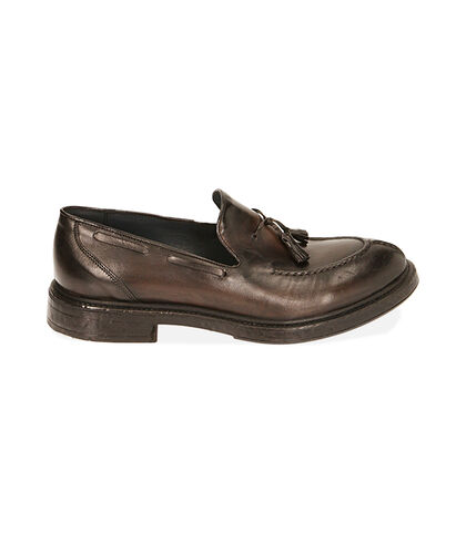 Mocassini testa di moro in pelle con nappina , Special Price, 2053T4304PEMORO039, 001