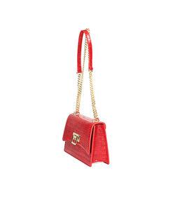 Borsa a tracolla da donna con stampa cocco rossa, Valerio 1966, 2551T6393CCROSSUNI, 003 preview
