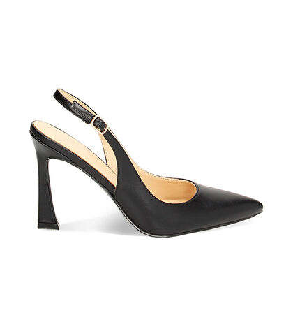 Décolleté slingback nere tacco 9,5 cm, 2321T9351EPNERO035, 001