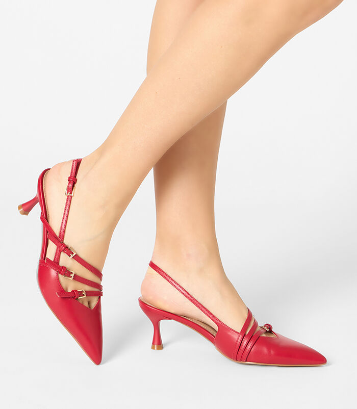 Décolleté slingback rosse, tacco cm Valerio 1966