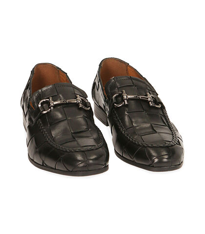 CALZATURA UOMO MOCASSINO PELLE-INTRECCIA, Valerio 1966, 1914T1036PINERO039, 002