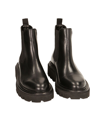 Stivaletti Chelsea neri in pelle, tacco 4,8 cm, Valerio 1966, 22S2T1318PENERO035, 002