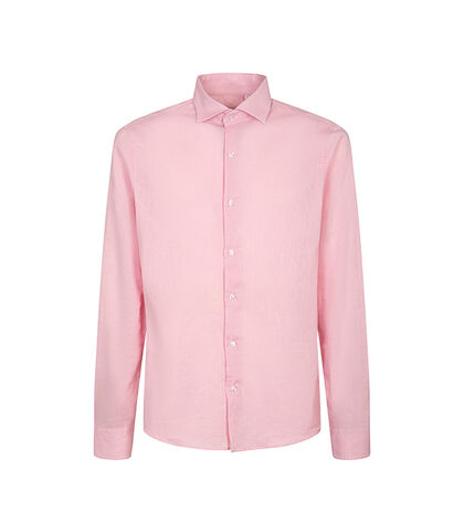 Camicia rosa in lino con colletto classico, Valerio 1966, 27Z3T2302LNROSA38, 001