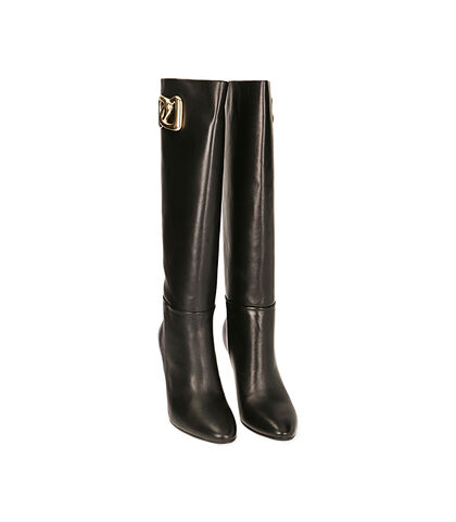 Stivali neri in pelle, tacco 8,5 cm , Valerio 1966, 20A5T9000PENERO035, 002