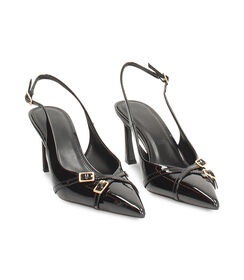 Slingback nera in vernice e suola in pelle, Valerio 1966, 2621T0603VENERO035, 002 preview