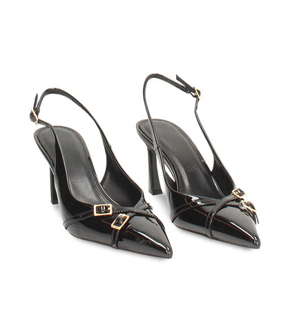 Slingback nera in vernice e suola in pelle, Valerio 1966, 2621T0603VENERO035, 002