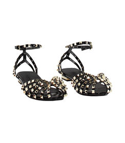 Ballerine da donna borchiate in vernice nera, Valerio 1966, 25G4T2056VENERO036, 003 preview