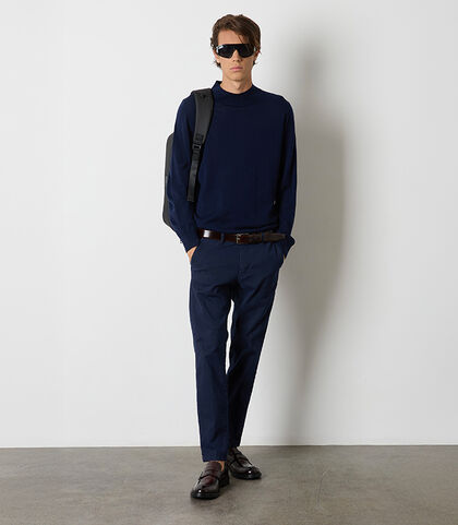 Pantaloni chino da uomo blu navy in tessuto, Valerio 1966, 26N9T1993TSBLUN42, 001