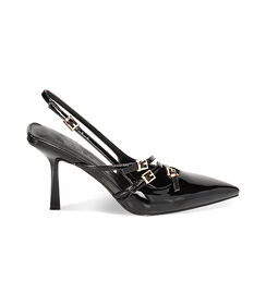 Décolleté slingback nere con fibbie in vernice, Valerio 1966, 2321T1225VENERO035, 001 preview