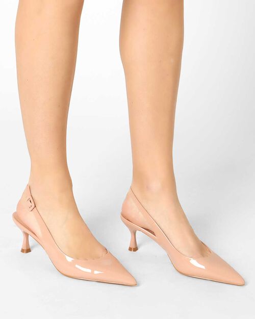 D&eacute;collet&eacute; slingback da donna di vernice nude, NUDE