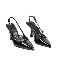 Décolleté slingback nere con fibbie in vernice, Valerio 1966, 2321T1225VENERO035, 002 preview