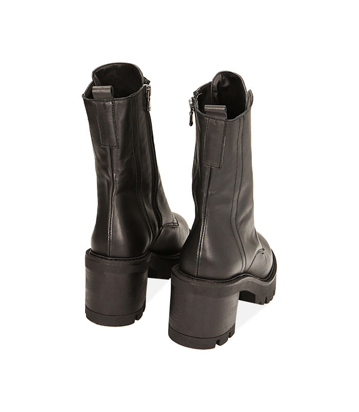 Anfibi neri in pelle tacco 8 cm