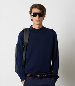 Maglione blu navy da uomo in tessuto, Valerio 1966, 26U4T3014TSBLUNL, 003 preview
