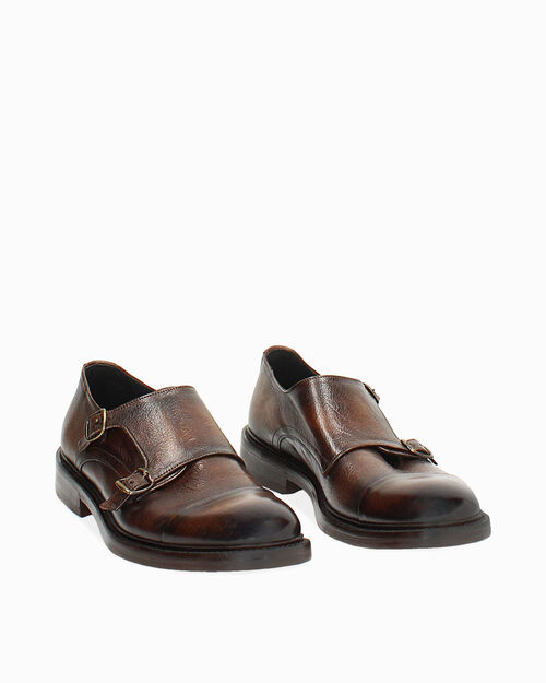 Mocassino moro con doppia fibbia in pelle, DK BROWN