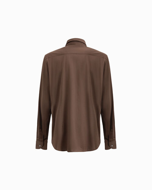 Camicia beige con colletto classico, BEIGE