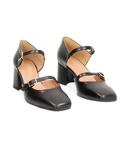 Décolleté open shank nere, tacco largo 5 cm, Valerio 1966, 24M8T5012EPNERO035, 002