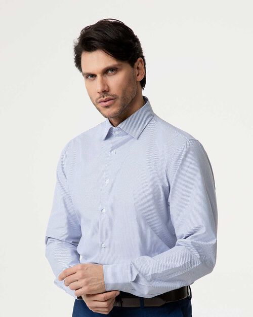 Camicia celeste con righe verticali, LT BLUE