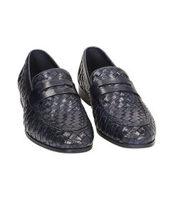 Mocassini in pelle intrecciata blu navy, Valerio 1966, 2114T1751PIBLUN041, 002 preview