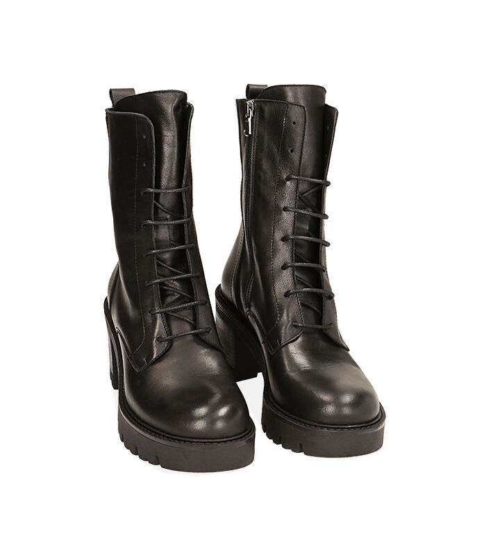 Anfibi donna neri in pelle tacco 8 cm Valerio 1966