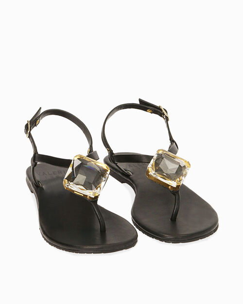 Sandali flat neri in pelle, BLACK