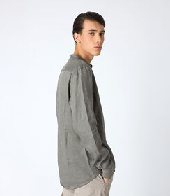 Camicia da uomo in lino con collo alla coreana militare, Valerio 1966, 25Z3T2301LNMILI38, 002 preview