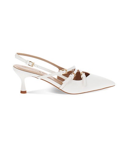 Décolleté slingback bianche, tacco 6 cm, Valerio 1966, 2521T8220EPBIAN035, 001