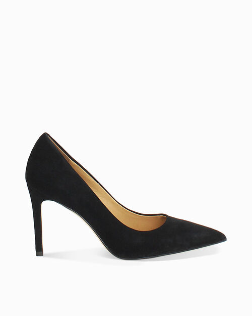 D&eacute;collet&eacute; in camoscio nero con tacco di 9 cm, BLACK