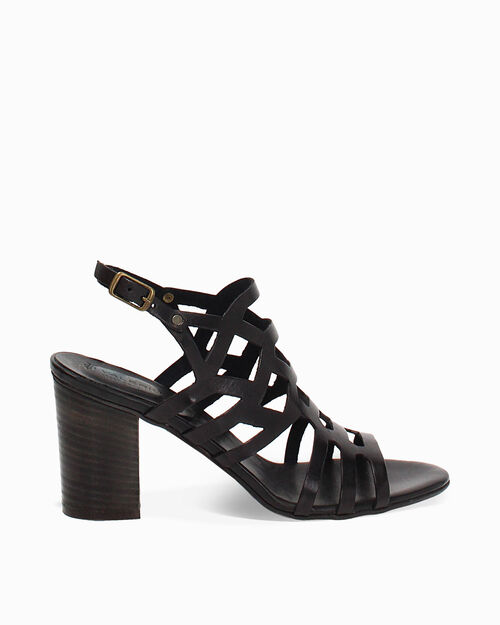 Sandalo donna in vacchetta nero, tacco largo 7,5 cm, BLACK
