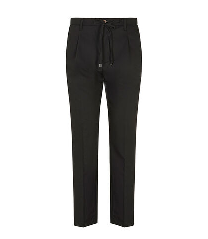 Pantaloni neri con cordoncino in vita, Valerio 1966, 27N9T6051TSNERO42, 001