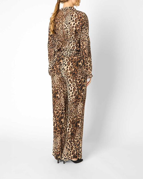 Pantaloni da donna leopard-marrone, 