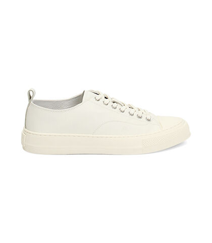 Sneakers bianche urban in pelle, 23R9T0092PEBIAN039, 001