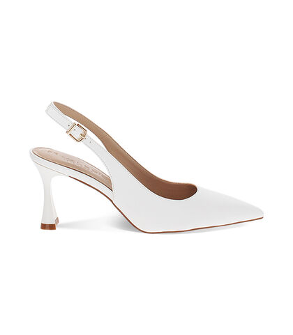Décolleté slingback da donna bianche, Valerio 1966, 2521T4111EPBIAN035, 001