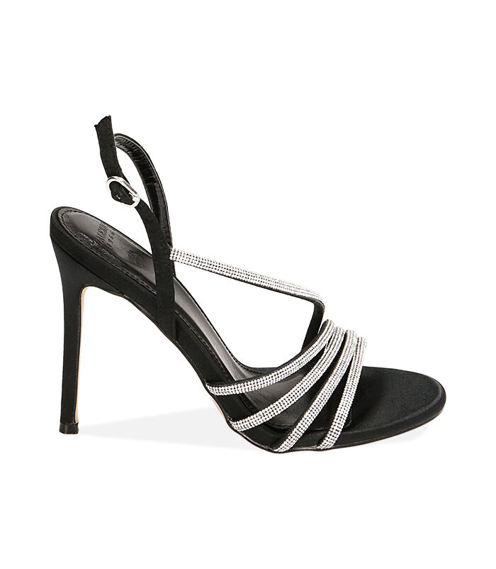 Sandali neri in raso tacco 10 5 cm